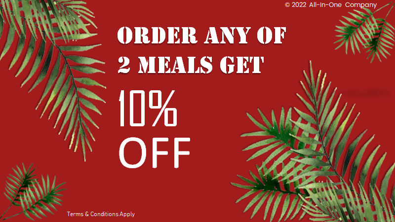 2 meals 10% off