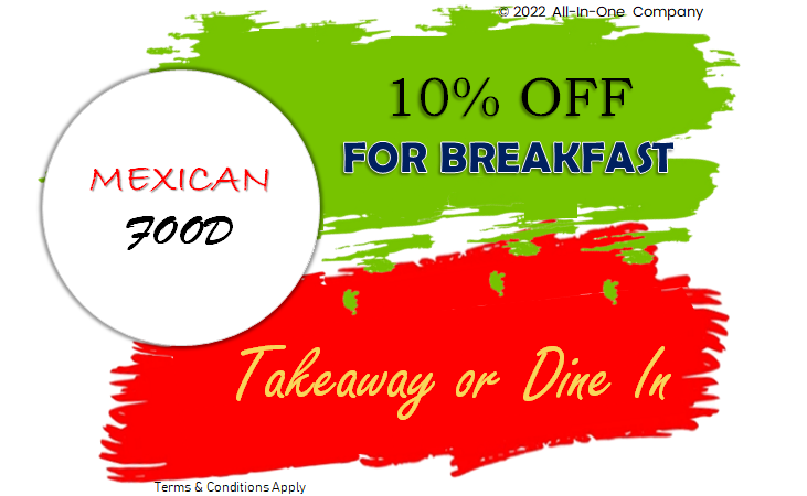 mexican food 10% off for breakfast
